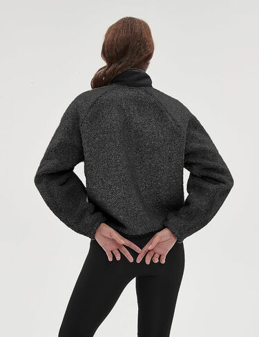 QIBABU Womens Fuzzy Fleece Jacket Long Sleeve Winter Short Coats Warm Button Down Sherpa Fleece Jackets Shacket in Saudi Arabia