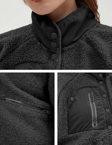 QIBABU Womens Fuzzy Fleece Jacket Long Sleeve Winter Short Coats Warm Button Down Sherpa Fleece Jackets Shacket in Saudi Arabia