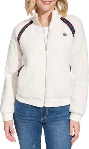Tommy Hilfiger Women's Sherpa Zip Jacket, Soft Ivory, Medium in Saudi Arabia