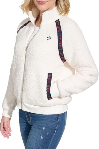 Tommy Hilfiger Women's Sherpa Zip Jacket, Soft Ivory, Medium in Saudi Arabia