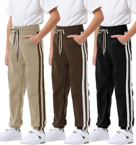 Kinglaman 3 Pack Boys Jogger Sweatpants كاجوال سروال قصير للركض مع جيوب للأطفال الشباب in Kuwait