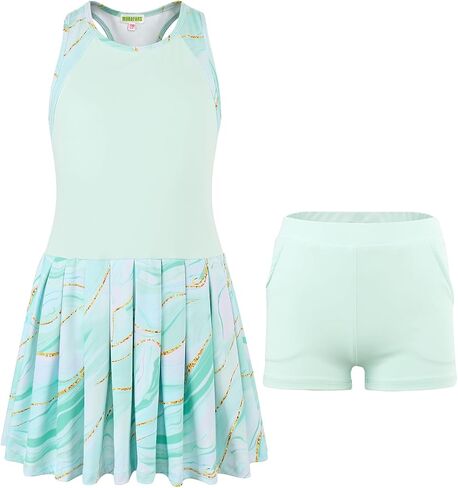 MODAFANS Girls Tennis Golf Pickleball Dress Sleeveless Athletic Pleated outfits sets with shorts in Saudi Arabia