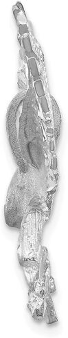 Solid 14k White Gold Diamond-cut Eagle Pendant Charm - 30mm x 39mm in Saudi Arabia