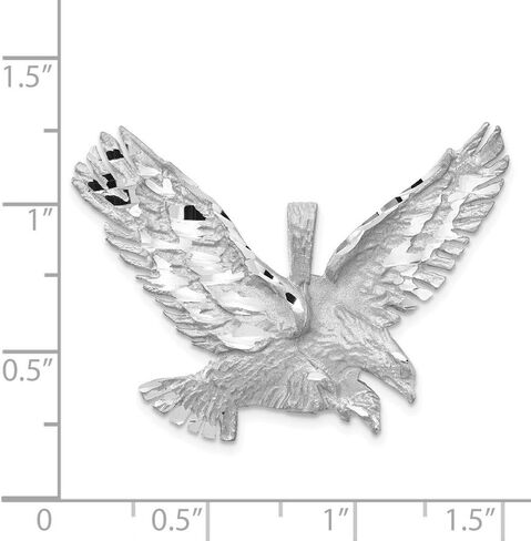 Solid 14k White Gold Diamond-cut Eagle Pendant Charm - 30mm x 39mm in Saudi Arabia