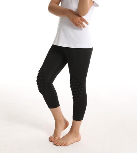 STONEKISS Youth Capri Leggings with Knee Pads and Butt Pad, Kids 3/4 Compression Tights with Knee and Butt Protection in Saudi Arabia