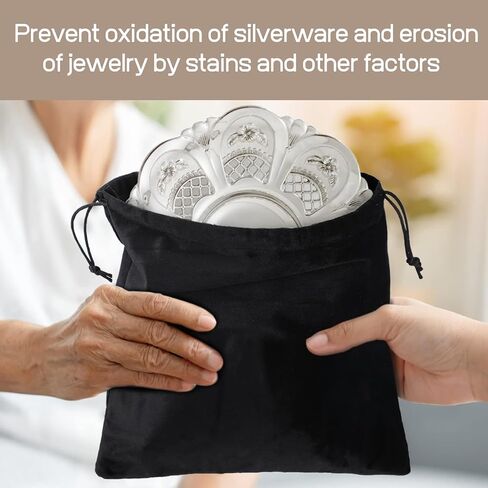 حقيبة حافظة فضية من تاكباك، 4 قطع أكياس تخزين فضية مضادة للتشويه، أكياس قماش قماشية مقاس 9 × 12 بوصة لحماية اللوحة الفضية والمجوهرات والأواني الفضية وسوار الساعة وأدوات المائدة من البقع والصدأ الباهت in Kuwait