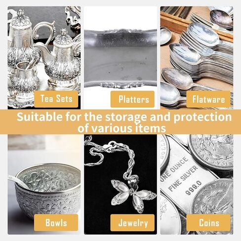 حقيبة حافظة فضية من تاكباك، 4 قطع أكياس تخزين فضية مضادة للتشويه، أكياس قماش قماشية مقاس 9 × 12 بوصة لحماية اللوحة الفضية والمجوهرات والأواني الفضية وسوار الساعة وأدوات المائدة من البقع والصدأ الباهت in Kuwait
