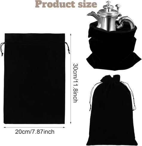 حقيبة حافظة فضية من تاكباك، 4 قطع أكياس تخزين فضية مضادة للتشويه، أكياس قماش قماشية مقاس 9 × 12 بوصة لحماية اللوحة الفضية والمجوهرات والأواني الفضية وسوار الساعة وأدوات المائدة من البقع والصدأ الباهت in Kuwait