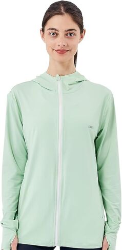 Commollis UPF 70+ Women's Sun Protection Hoodie Jacket Long Sleeve Hooded Active Shirts Outdoor Zip Running Athletic Hiking Jacket - Mint Green/S in Saudi Arabia