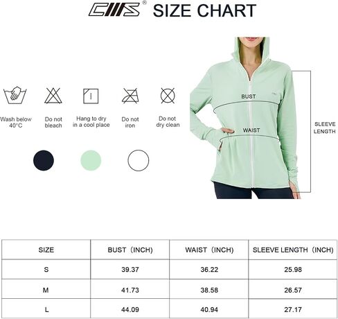 Commollis UPF 70+ Women's Sun Protection Hoodie Jacket Long Sleeve Hooded Active Shirts Outdoor Zip Running Athletic Hiking Jacket - Mint Green/S in Saudi Arabia