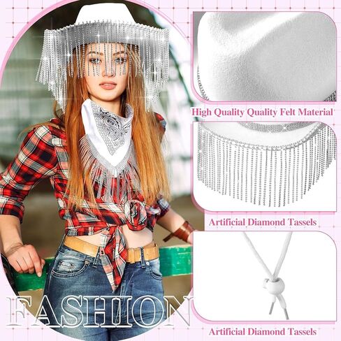 18 قطعة حجر الراين العروس قبعة راعية البقر وراعية البقر العازبة عصابات مجموعة بلينغ الماس هامش قبعة رعاة البقر للنساء in Kuwait