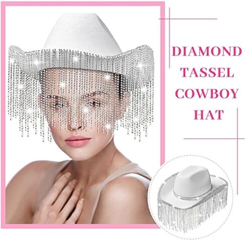 18 قطعة حجر الراين العروس قبعة راعية البقر وراعية البقر العازبة عصابات مجموعة بلينغ الماس هامش قبعة رعاة البقر للنساء in Kuwait