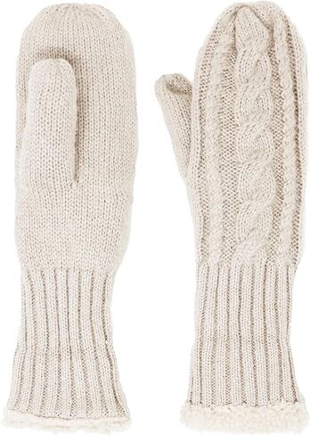 Women's Soft Plush Lined Cuffed Warm Winter Thick Knit Mittens in Kuwait