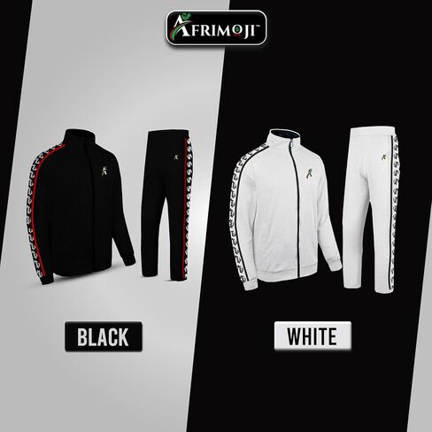 Afrimoji Unisex TrackSuit - Long Sleeve, stand-up collar, Full-zip, Casual Sports Jogging Activewear 2Piece Set in Saudi Arabia