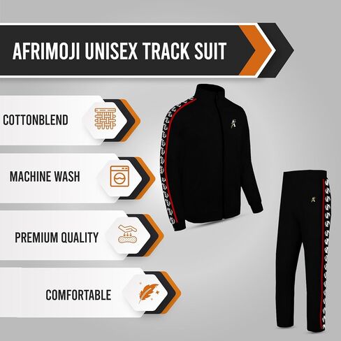 Afrimoji Unisex TrackSuit - Long Sleeve, stand-up collar, Full-zip, Casual Sports Jogging Activewear 2Piece Set in Saudi Arabia
