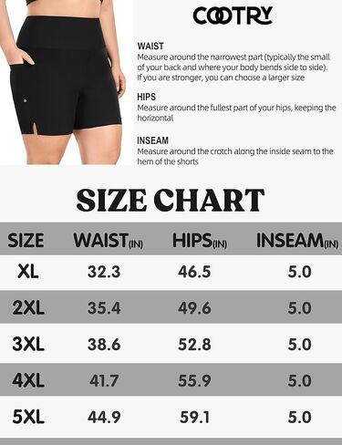 COOTRY Womens 5'' Plus Size Swim Board Shorts High Waisted Quick Dry Beach Shorts Swimsuit Bottoms with Pockets in Kuwait