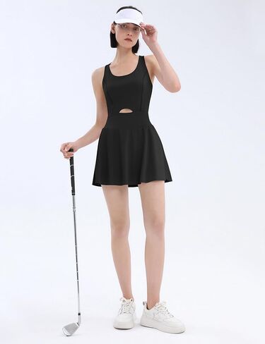 Micoson Tennis Dress Athletic Dress for Women Workout Dress with Built in Shorts and Bra Cutout Golf Dresses with Pockets in Saudi Arabia