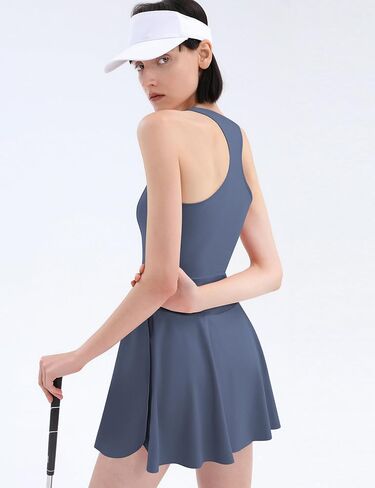Micoson Tennis Dress Athletic Dress for Women Workout Dress with Built in Shorts and Bra Cutout Golf Dresses with Pockets in Saudi Arabia