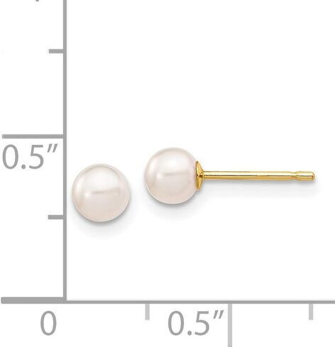 White Saltwater Akoya Pearl Post Stud Earrings in Real 14k Yellow Gold in Saudi Arabia