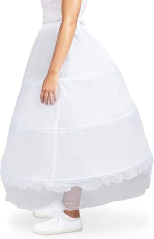 Sparkle and Bash 3-Hoop Petticoat Skirt for Bridal Dress, Adjustable White Lace Wedding Gown Underskirt (Waist 22-40 In; 28 In Length) in Saudi Arabia