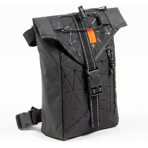 Motorcycle Drop Leg Bag, 9.5x6in Leather Waist Pack Drop Leg Bag, High Capacity Waterproof Thigh Pouch with Reflective Tape Accessories for Riding Hiking Fishing Sport