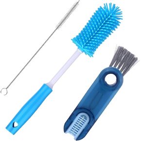 Water Bottle Cleaner Brush Kit 3 Pack Silicone Bottle Brush Straw Brush Cleaning for Narrow Neck Containers Sports Bottle Baby Bottles Glassware Tumbler Cup Lid Cleaner Brushes