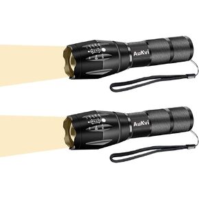 Warm Light Flashlight Single Mode Zoomable Warm White LED Tactical Flashlight,2-Pack