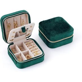 CASEGRACE Travel Jewelry Case, Small Jewelry Box Portable Jewelry Travel Organizer Display Storage Case for Rings Earring Necklace Bracelet, Gift for Women Girls, Blue