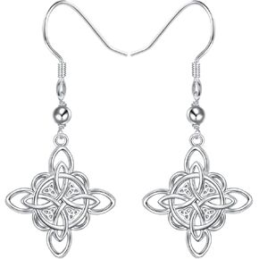 Celtic Leverback Earrings for Women 925 Sterling Silver Witches Knot Drop Dangle Earrings Jewelry
