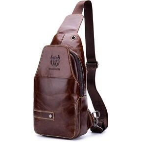 Sling Bag Men Leather, Chest Bag Crossbody Shoulder Business Backpack Outdoor