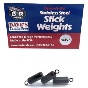 Dave's Tangle Free Stainless Steel Stick Weights 3 Pack -3/8