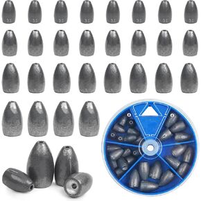 Bullet Fishing Sinkers,Worm Fishing Weight Sinkers for Bass Fishing Beads Carolina Rig Surf Fishing Texas Rigs Fishing Accessories Kit