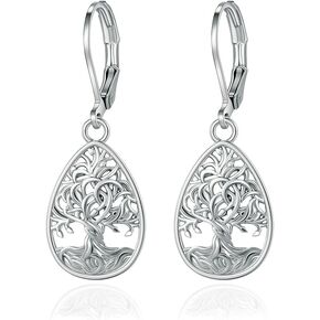TALYKONG Black Onyx Earrings for Women Teardrop Leverback Dangle Earrings for Girls