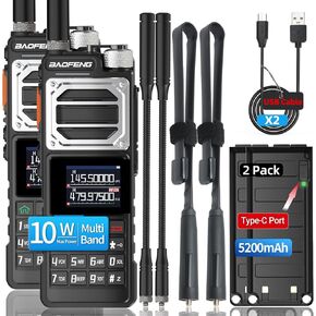BAOFENG Ham Radio Long Range AR-25R 10W Handheld Two Way Radio (Upgraded Version of UV-5R) Long Range Walkie Talkies for Adults,Copy Frequency USB-C Charger AirBand UV-25 2 Way Radio Full Kit(2 Pack)