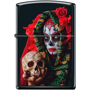 Zippo Lighter- Day of The Dead Sugar Skull Black Matte Windproof Lighter #Z5250