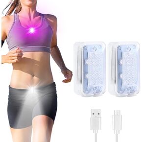 مصابيح الجري PIFOOG للعدائين LED RGB قابلة لإعادة الشحن بمشبك على الضوء