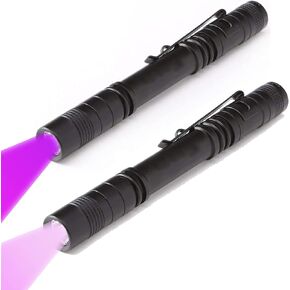 2 x 365nm 395nm Black Light UV Flashlight Mini Penlight Blacklight Ultraviolet Pen Flashlights for ID Check, Leak AC Detection, Stamps Resin Curing Pet Urine, Stain Handheld Detector