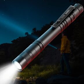 LED Mini Small Flashlight, 500 Lumens Pocket Pen Flashlight, Portable Pen Light with Clip for Fishing, Hiking, Inspection, Repair, Engineer(5.2 x 0.6 inch)