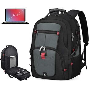 Laptop Backpack 17 Inch Waterproof Extra Large TSA Travel Backpack Anti Theft College Business Mens Backpacks with USB Charging Port 17.3 Gaming Computer Backpack for Women Men Black 45L