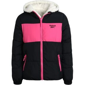 Reebok Girls' Winter Jacket – Reversible Quilted Puffer Coat with Sherpa Fleece Lining – Reversible Jacket for Girls (4-16)
