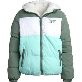 Reebok Girls' Winter Jacket – Reversible Quilted Puffer Coat with Sherpa Fleece Lining – Reversible Jacket for Girls (4-16)