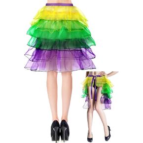 SATINIOR Halloween Womens Rainbow Bubble Tutu Skirt Layered Tulle Dancing Bustle Skirt for Cosplay Costume