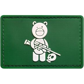 Bear Sniper & Hunter Skull 3D PVC Tactical Army Morale Rubber Patch (Green)