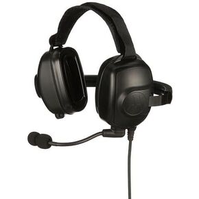 PMLN6853A Motorola OEM, Behind Ear Headset Boom Mic, Noise Canceling, 24dB Noise Reduction, Push-to-Talk Button, APX Radio Compatible, Heavy-Duty, Industrial Use, Black