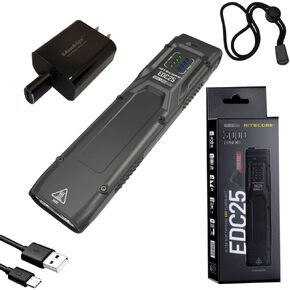EdisonBright Nitecore EDC25 3000 Lumen USB Rechargeable slim body LED flashlight Brand Charging Adapter