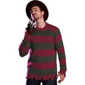 Arvilhill Mens Nightmare On Elm St Halloween Costume Adult Freddy Sweater Knitted Striped Jumper