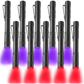 10pack Red UV Black Light Bright Small Flashlights, LED Mini Flashlight High Lumens Pen Light, Pocket Flashlight Torch with Clip, Flash Light for Camping,Outdoor, Emergency, Night Observation