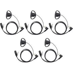 Karier 2Pin D Shape Earpiece Headset PTT for Two Way Radio Compatible Motorola 2-Pin Walkie Talkies CLS1410 CLS1110 CP200 CP185 CP040 CP1200 GP300 GP2000 GP88 GP3188 Radio(5 Pack)