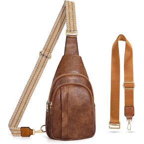 حقائب SUOSDEY بحزام للنساء حقيبة ظهر جلدية كروسبودي للسفر غير الرسمي والمشي لمسافات طويلة بني داكن in Kuwait