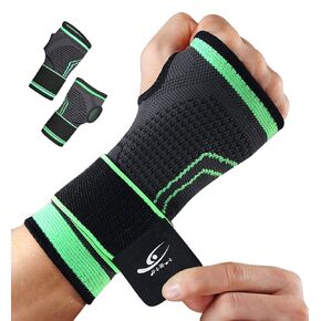 HiRui 2-Pack Wrist Brace Wrist Wraps, Hand Compression Sleeves with Wrist Straps Support for Fitness Weightlifting MTB Tendonitis Carpal Tunnel Arthritis Pain Relief (Black, Medium)